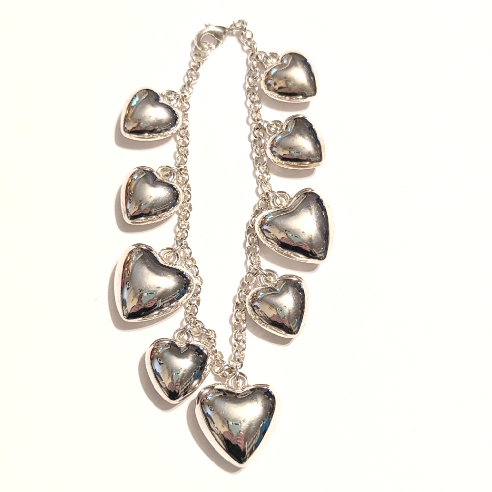 Stainless Steel Puffed Heart Chunky Bracelet